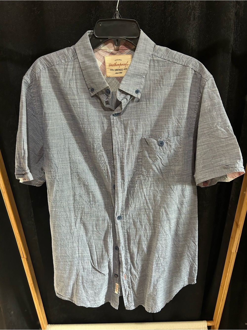 Weatherproof Men's Short Sleeve Button-Down Shirt in Light Blue